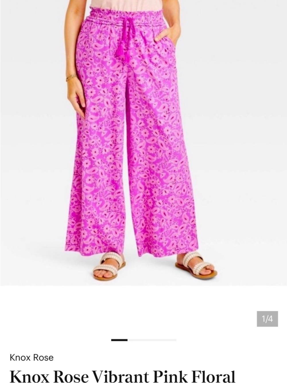 Pink Paisley Wide-Leg Pants